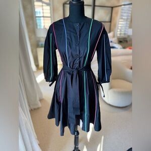 NWT Maje Roy Multicolor Piping Cotton Canvas Dress. New with tags